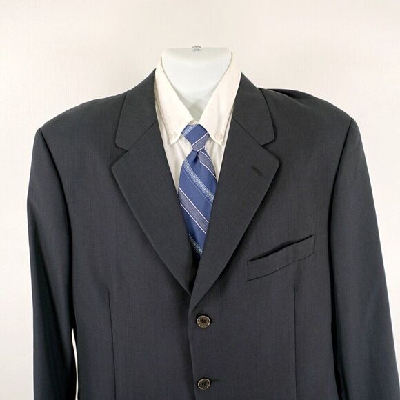 Calvin Klein Wool Blue Birdseye 3 Button Sport Coat 42R - Picture 1 of 15